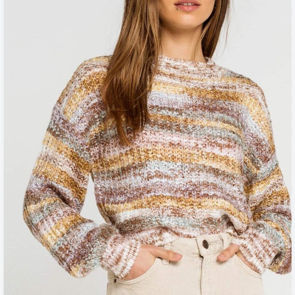 SKY & SPARROW Cabincore Cottagecore Marled Crop Sweater Size S